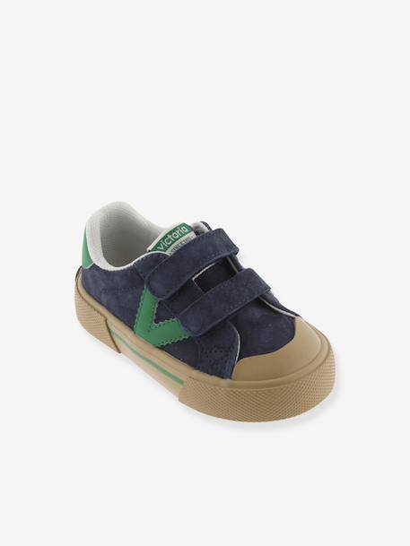 Baskets enfant cuir et contrast à scratchs blush+marine 6 - vertbaudet enfant 