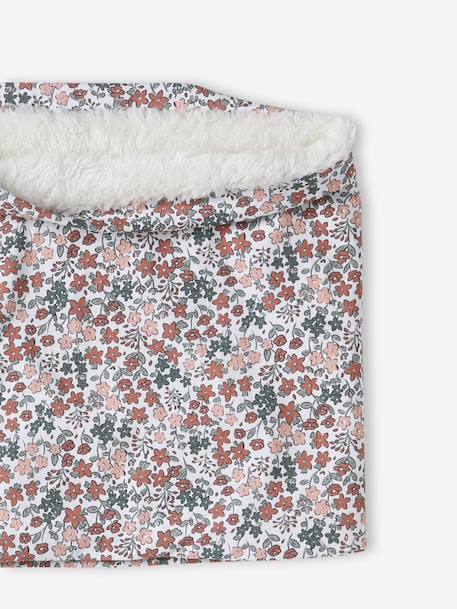 Snood fille imprimé fleuri et doublé polaire rose imprimé 2 - vertbaudet enfant 