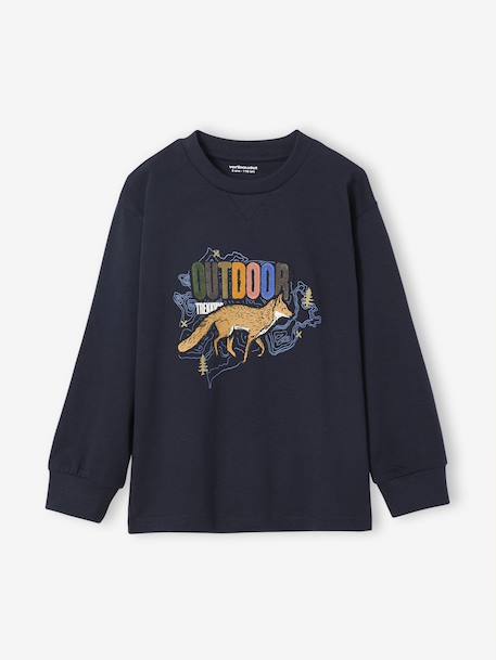 Tee-shirt manches longues imprimé garçon marine 2 - vertbaudet enfant 