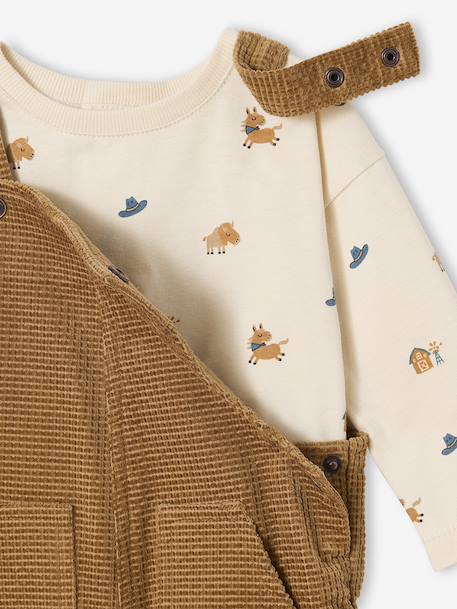 Ensemble bébé salopette en velours + T-shirt caramel 6 - vertbaudet enfant 