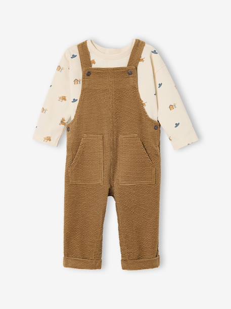 Ensemble bébé salopette en velours + T-shirt caramel 2 - vertbaudet enfant 