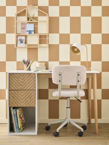 Chaise de bureau à roulettes enfant en velours écru+rose+vert 5 - vertbaudet enfant 