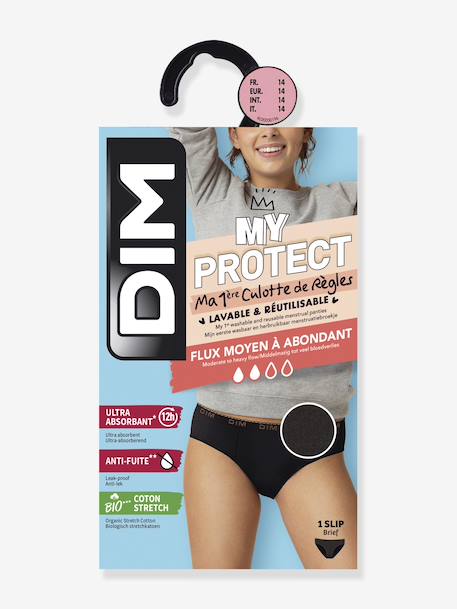 Culotte de règles fille en coton bio My Protect Noir flux moyen noir 6 - vertbaudet enfant 