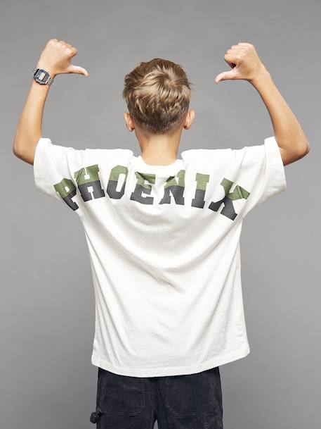 T-shirt garçon oversize Phoenix blanc chiné 1 - vertbaudet enfant 
