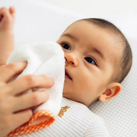 Gant de toilette en coton bio Blanc 4 - vertbaudet enfant 