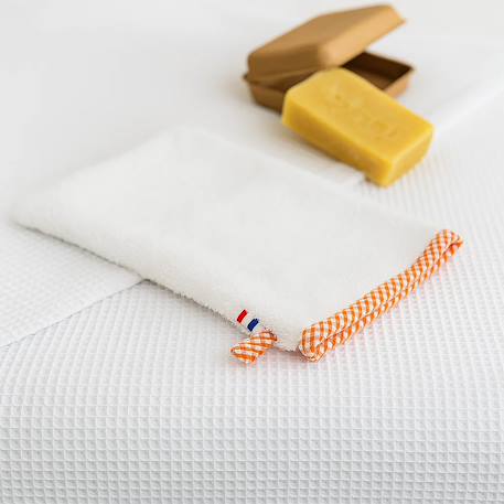 Gant de toilette en coton bio Blanc 3 - vertbaudet enfant 