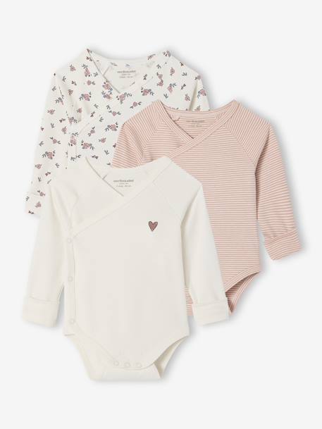Lot de 3 bodies naissance évolutifs rose 1 - vertbaudet enfant 