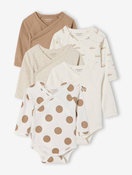 Lot de 5 bodies naissance avec ouverture américaine noisette 1 - vertbaudet enfant 