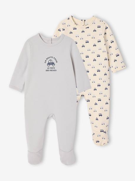 Lot de 2 pyjamas bébé garçon en molleton 'voitures' bleu pâle 1 - vertbaudet enfant 