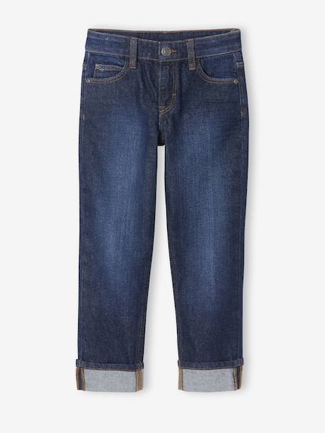 Jean garçon droit à revers denim brut+stone 4 - vertbaudet enfant 
