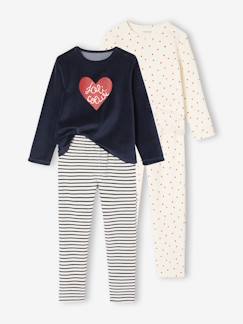 -Lot 2 pyjamas fille velours coeurs