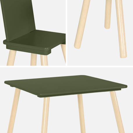 Table carrée enfant bois de pin 2 assises - judith Blanc+Rose+Vert+Vert olive 24 - vertbaudet enfant 