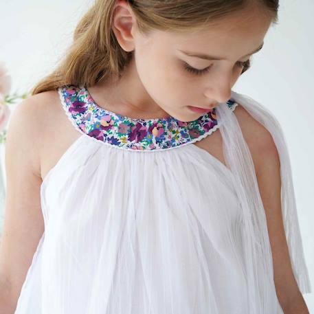 Robe cérémonie   au col fleuri   alizee Blanc violet rose 4 - vertbaudet enfant 