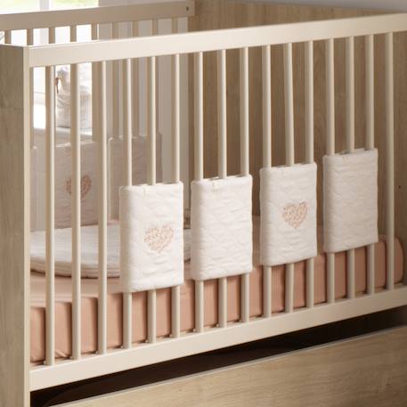 Protections de barreaux de lit en coton matelassé - petit coeur Blanc/rose 2 - vertbaudet enfant 