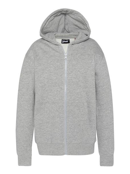 Sweatshirt uni zippé à capuche Gris chiné+Marine+Noir 1 - vertbaudet enfant 