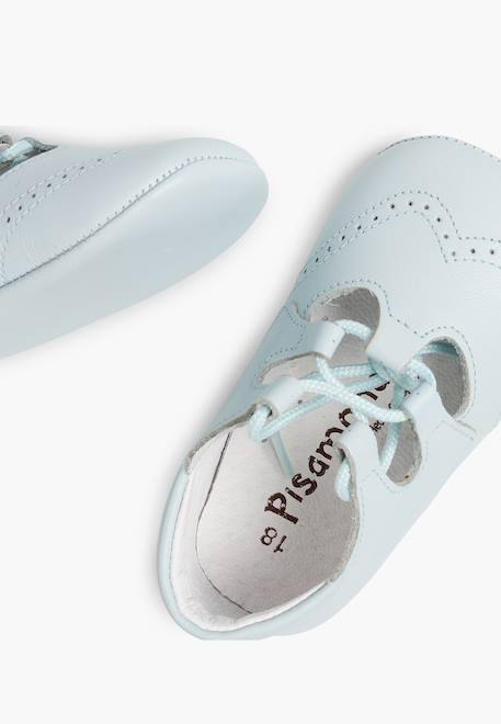 Chaussures anglaises en cuir pour bébé Beige+Blanc+Ciel clair 18 - vertbaudet enfant 