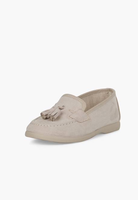 Mocassins pompons serratex Beige+Bleu marine 2 - vertbaudet enfant 