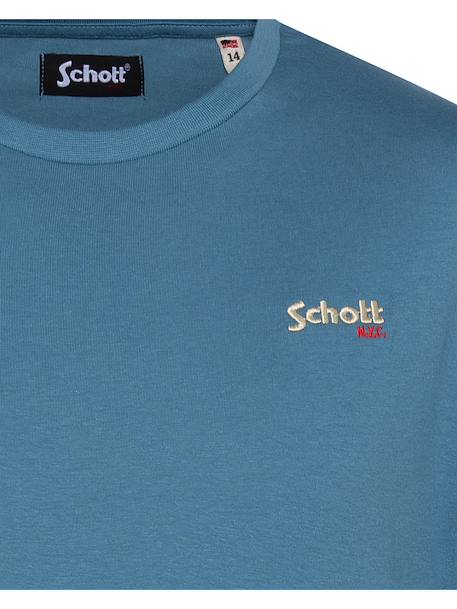 T-shirt manches courtes brodé Blanc+Bleu ciel+Bleu jean+Gris chiné+Marine+Noir+Orange+Sage kaki+Vert pastel 10 - vertbaudet enfant 