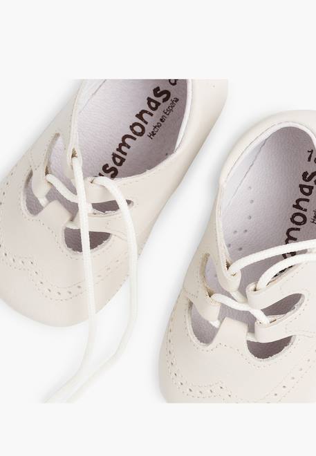 Chaussures anglaises en cuir pour bébé Beige+Blanc+Ciel clair 6 - vertbaudet enfant 