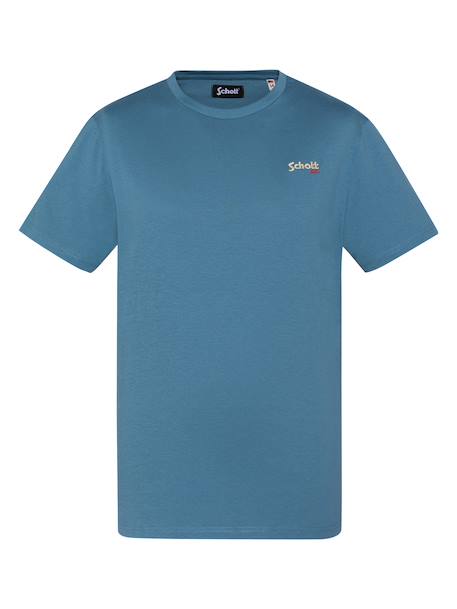 T-shirt manches courtes brodé Blanc+Bleu ciel+Bleu jean+Gris chiné+Marine+Noir+Orange+Sage kaki+Vert pastel 9 - vertbaudet enfant 