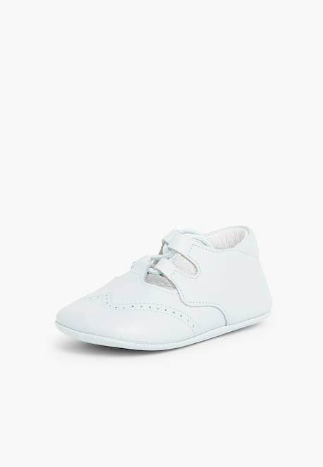 Chaussures anglaises en cuir pour bébé Beige+Blanc+Ciel clair 14 - vertbaudet enfant 