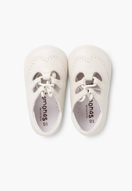 Chaussures anglaises en cuir pour bébé Beige+Blanc+Ciel clair 5 - vertbaudet enfant 