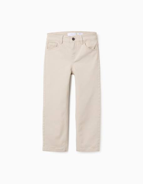 Pantalon en sergé Beige clair+Bleu foncé 1 - vertbaudet enfant 