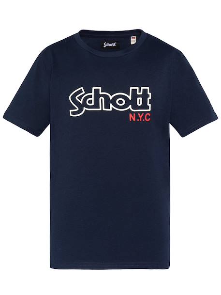 T-shirt imprimé à manches courtes Blanc+Bleu+Gris chiné+Marine+Noir+Orange+Vert 10 - vertbaudet enfant 