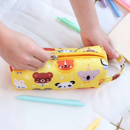 Trousse d'école et loisirs pour enfant Beige+Bleu+Gris+Jaune+Kaki+Pêche+Rose+Vert 23 - vertbaudet enfant 