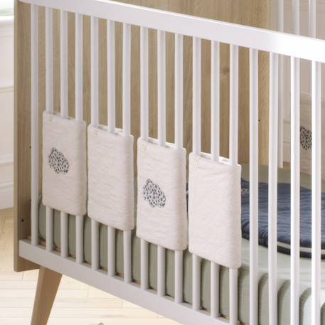 Protections de barreaux de lit en coton matelassé - petit nuage Blanc/bleu 2 - vertbaudet enfant 