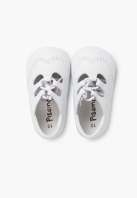 Chaussures anglaises en cuir pour bébé Beige+Blanc+Ciel clair 11 - vertbaudet enfant 