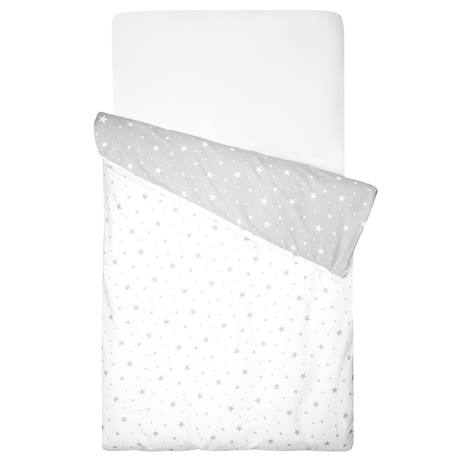 Housse de couette bébé réversible en coton stella Stella, imprimé étoiles blanc, gris 5 - vertbaudet enfant 