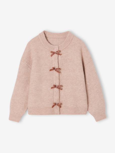 Gilet fille noeuds en velours anthracite+rose poudré 9 - vertbaudet enfant 