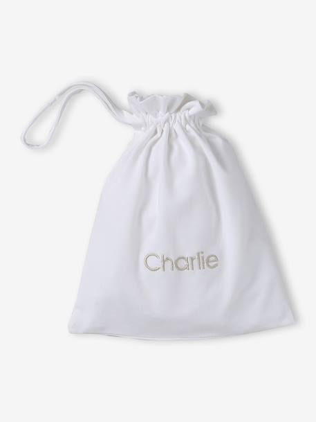 Ensemble naissance bonnet, moufles et chaussons et son pochon personnalisable beige chiné+blanc 10 - vertbaudet enfant 