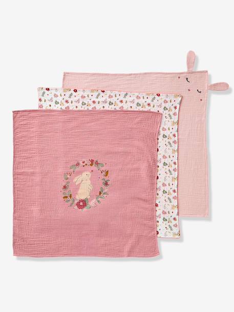 Lot de 3 langes en gaze de coton LAPIN ENCHANTÉ lot rose 6 - vertbaudet enfant 