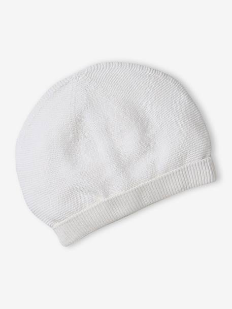 Ensemble naissance bonnet, moufles et chaussons et son pochon personnalisable beige chiné+blanc 8 - vertbaudet enfant 
