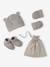 Kit naissance bonnet, moufles et chaussons et son pochon personnalisable beige chiné+écru+rose 6 - vertbaudet enfant 