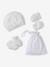 Ensemble naissance bonnet, moufles et chaussons et son pochon personnalisable beige chiné+blanc 12 - vertbaudet enfant 