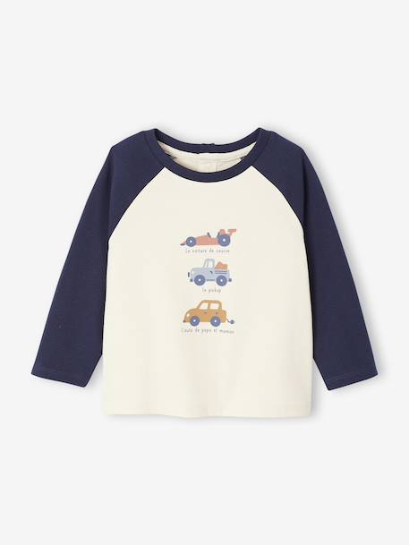 T-shirt bébé manches longues avec imprimé placé devant kaki+marine 5 - vertbaudet enfant 