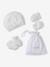 Ensemble naissance bonnet, moufles et chaussons et son pochon personnalisable beige chiné+blanc 7 - vertbaudet enfant 