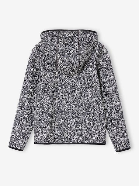 Sweat sport zippé matière technique fille motifs fleurs anthracite+écru+vert imprimé 2 - vertbaudet enfant 