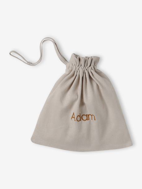Kit naissance bonnet, moufles et chaussons et son pochon personnalisable beige chiné+écru+rose 4 - vertbaudet enfant 