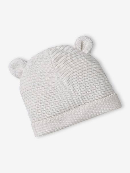 Kit naissance bonnet, moufles et chaussons et son pochon personnalisable beige chiné+écru+rose 8 - vertbaudet enfant 