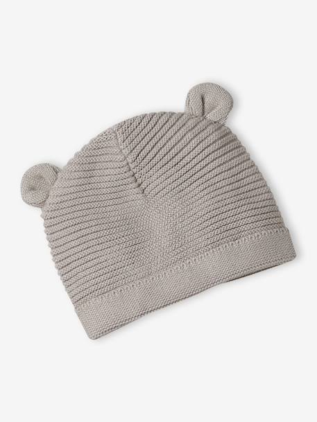 Kit naissance bonnet, moufles et chaussons et son pochon personnalisable beige chiné+écru+rose 2 - vertbaudet enfant 