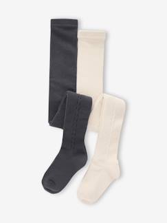 -Lot 2 Collants Fille Motif Torsade
