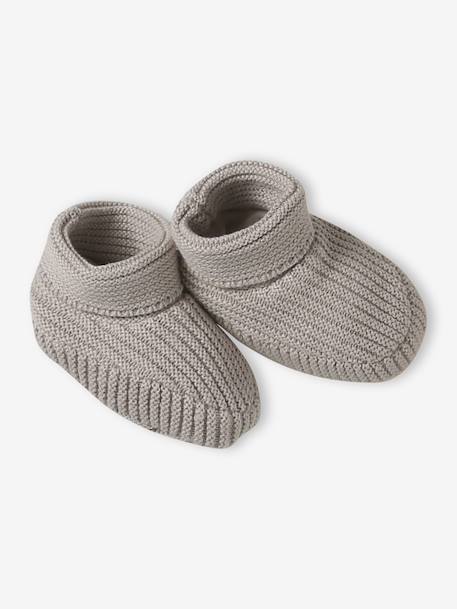 Kit naissance bonnet, moufles et chaussons et son pochon personnalisable beige chiné+écru+rose 5 - vertbaudet enfant 