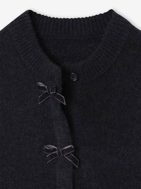 Gilet fille noeuds en velours anthracite+rose poudré 5 - vertbaudet enfant 