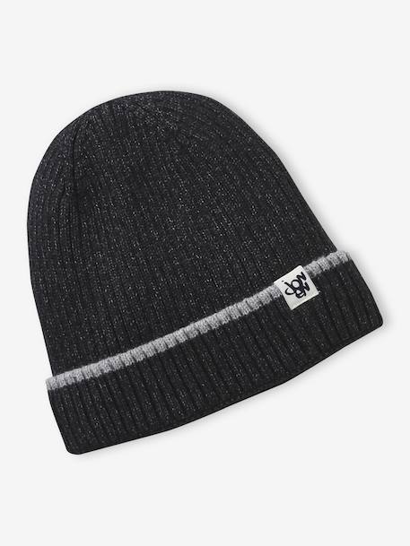 Bonnet garçon en maille côtelée anthracite 1 - vertbaudet enfant 