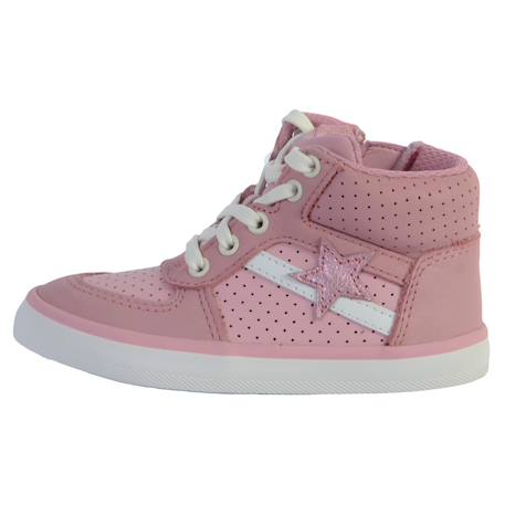 Baskets basses  à lacets  velours Rose 2 - vertbaudet enfant 