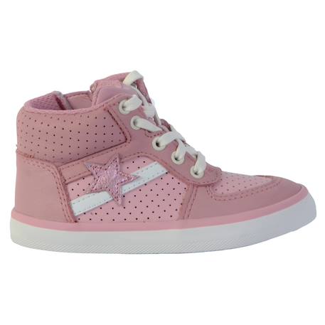Baskets basses  à lacets  velours Rose 1 - vertbaudet enfant 